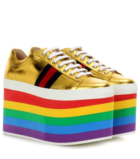 gucci rainbow shoes price|Gucci rainbow platform sneakers.